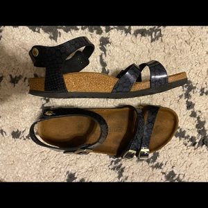 Birkenstock Shiny Snake Black Sandals Kumba Sz 40